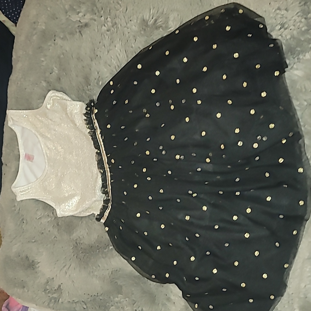 Justice Girls size 10 Black/Gold Lame Tulle Party Dress
